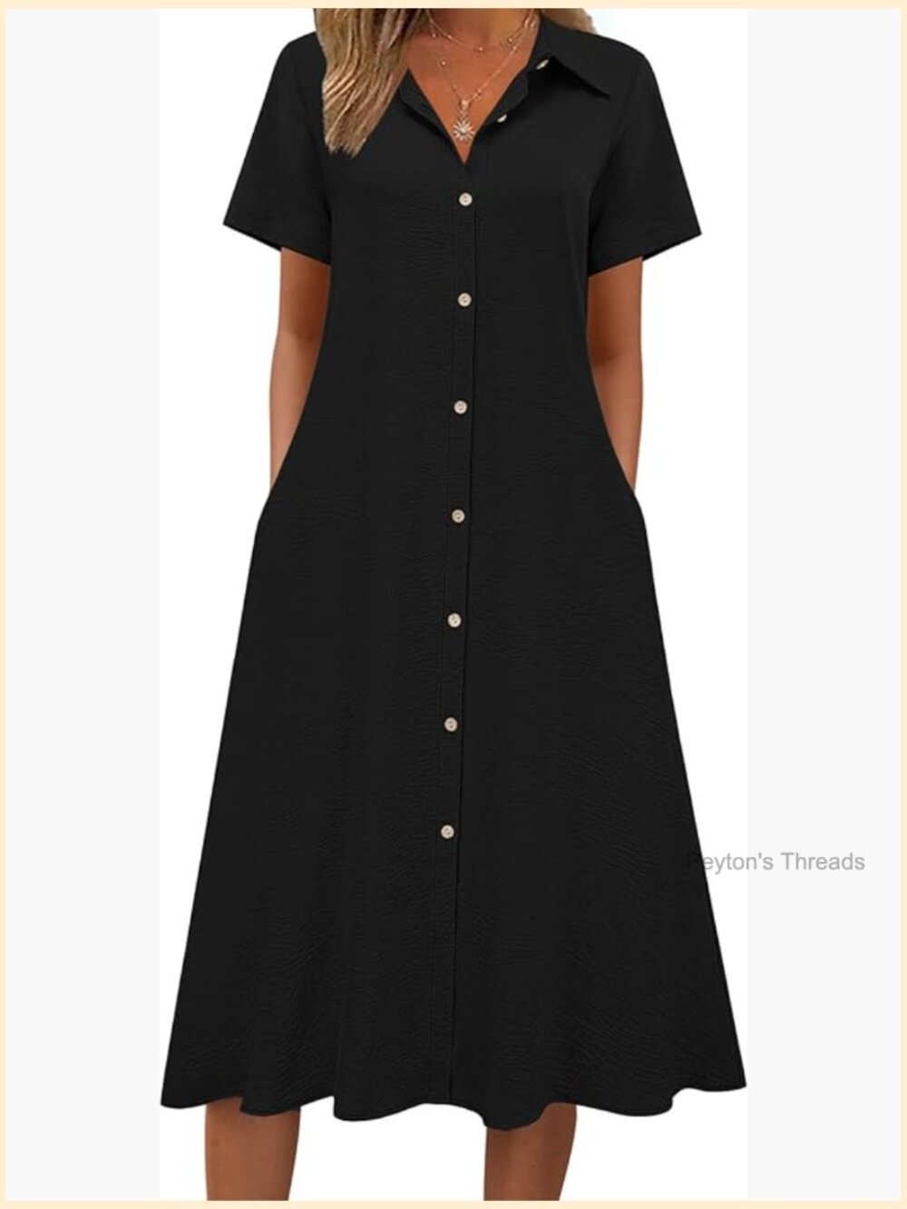 Button Down Shirt Dress Midi A-Line Sundress Short Sleeve Beach Cover Up Summer